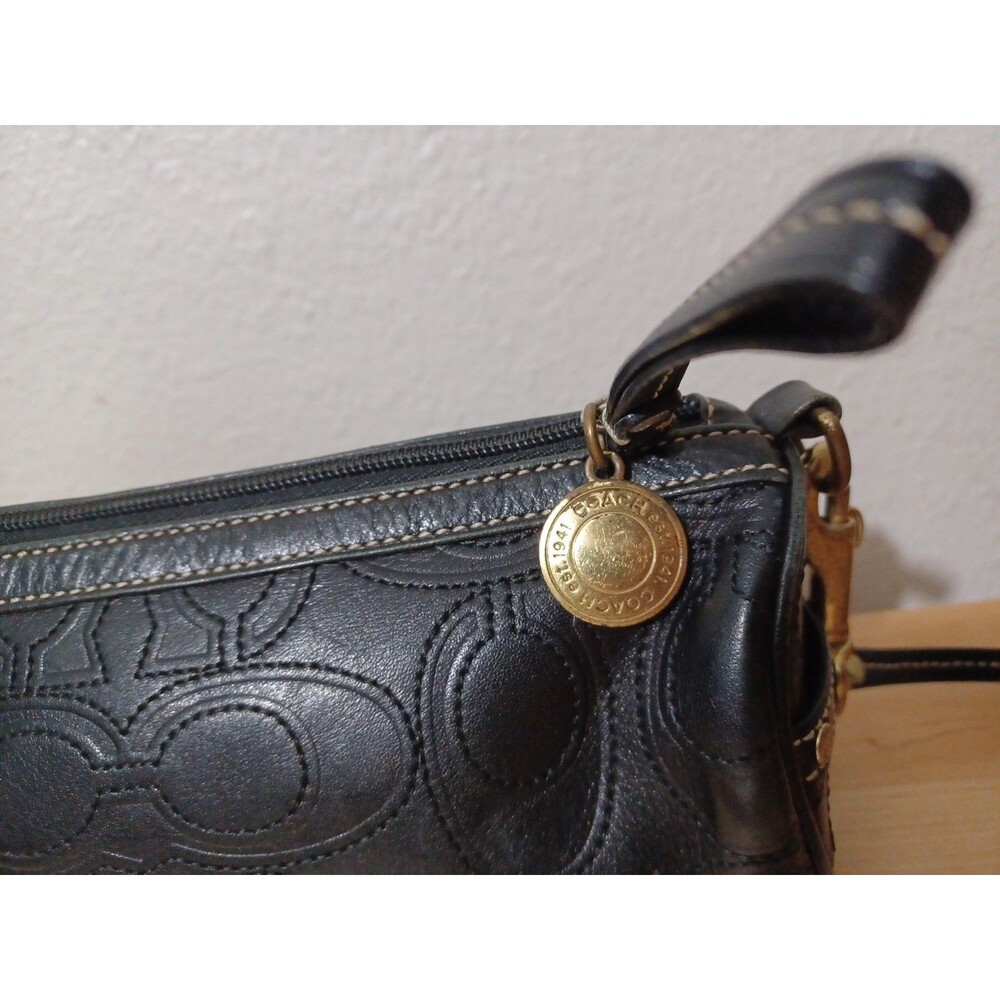Vintage small Coach Rollbag in black Leather Signature - Picture 8 of 14